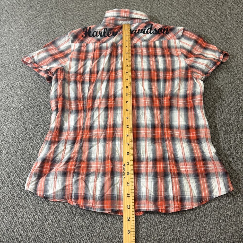 Harley Davidson Shirt Womens Size Medium M Button Front Short Sleeve Pearl Snap - Picture 9 of 13